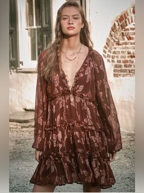 Anthropologie Burgundy Dress with Subtle Shine